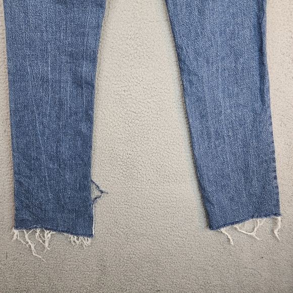 Zara Womens Jeans Sz 8 Blue Denim Split Inside Hem 90's High Waisted Stretch - Picture 10 of 11
